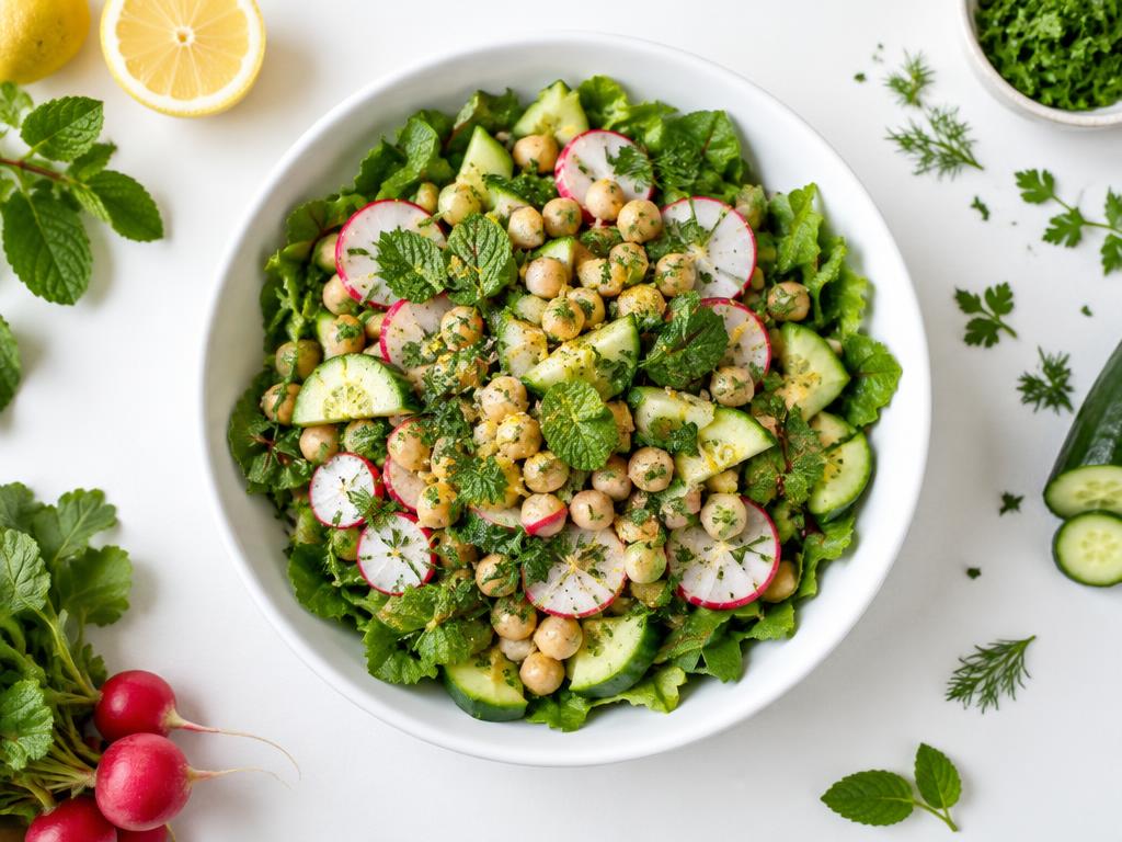 Fresh vegan lemon chickpea salad